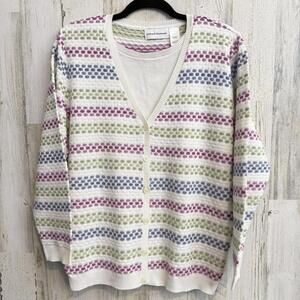 Alfred Dunner Women's Size Large Colorful Striped Cardigan Chic Stylish Feminine